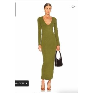 Size:L L'Academie Olive Green Knit Deena Maxi Dress New *Original Price 220*